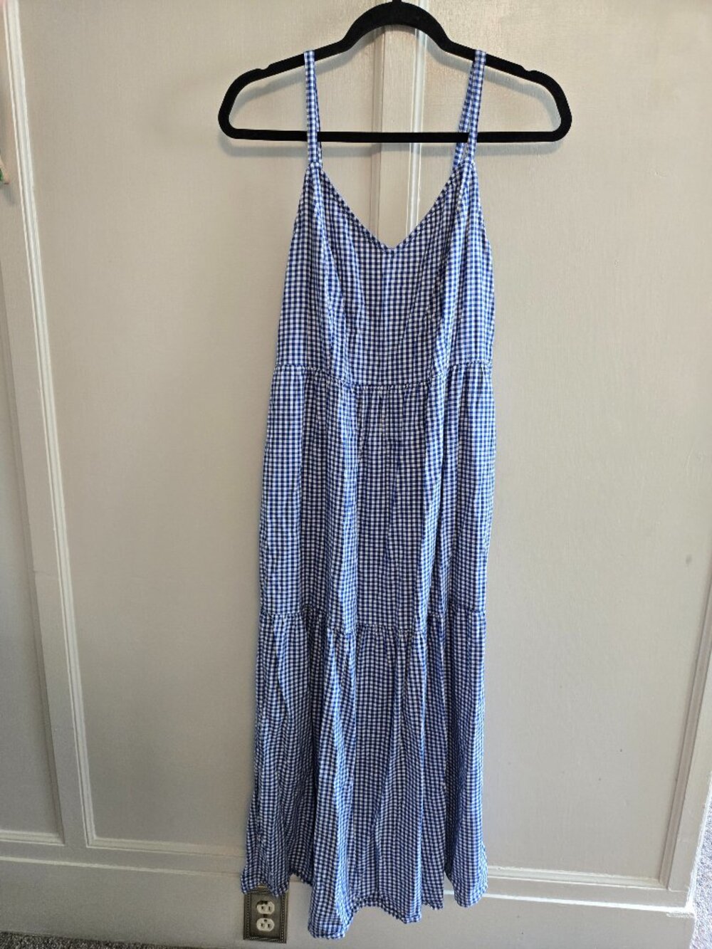 Old Navy | Blue & White Gingham Tiered Maxi Cami Dress | Size M